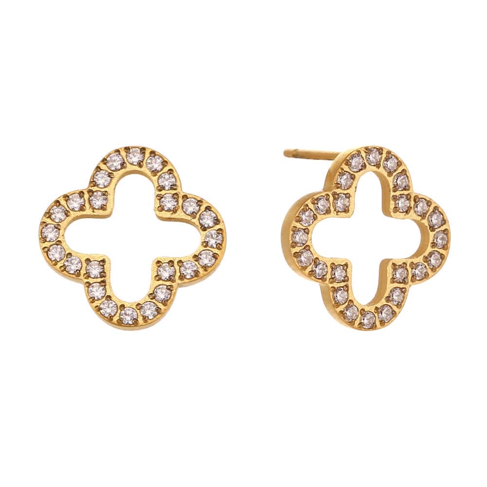 Hollow Clover Studs - 18k