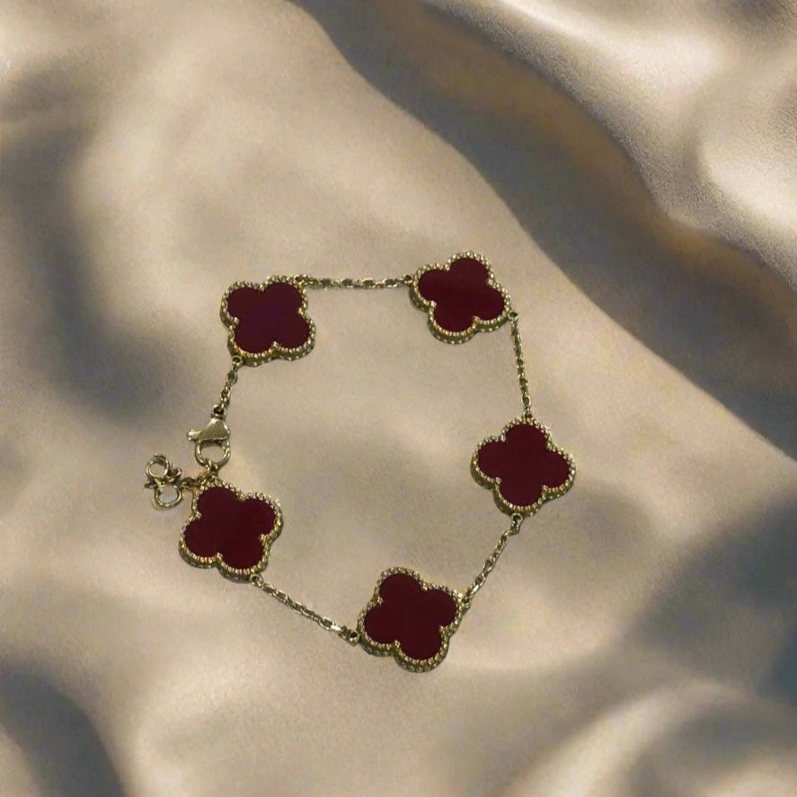 Maroon LUXE PENTA CLOVER BRACELET