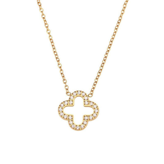 Hollow Clover Necklace -18k